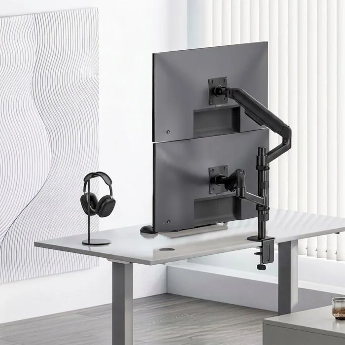 ERGO OFFICE UCHWYT / WIESZAK NA 2 MONITORY, SPRĘŻYNA GAZOWA, 17"-32", 1-10KG, CZARNY MAT, ER-692 B