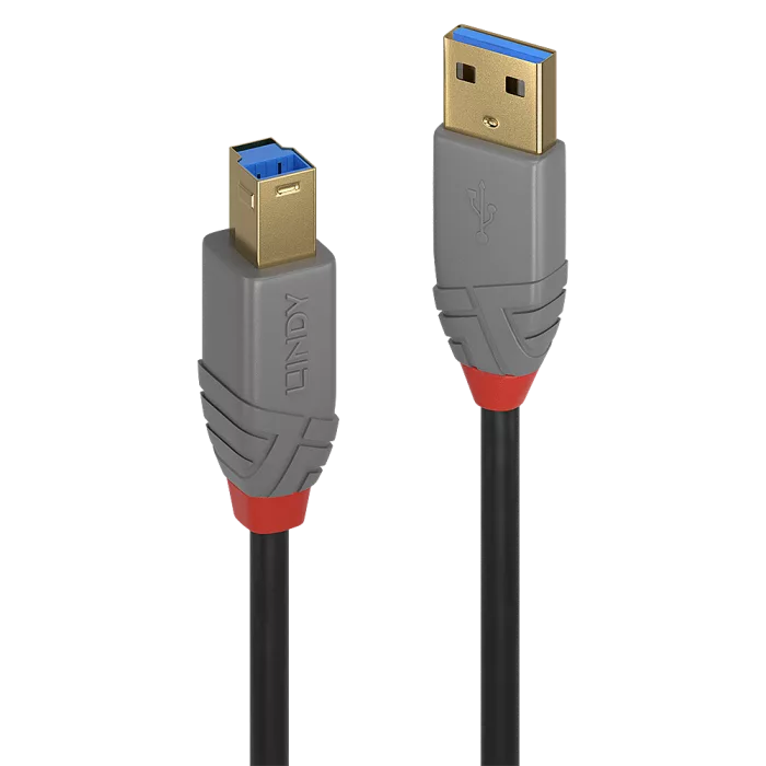 Lindy 36742 Anthra Line — złącza USB-B 3.x i USB-A 3.x