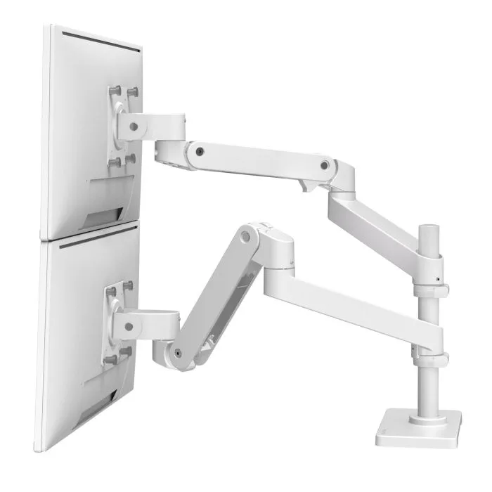 Ergotron - LX PRO Dual Stacking Arm - dwu ramienny uchwyt biurkowy z wysokim punktem montażowym (biały)