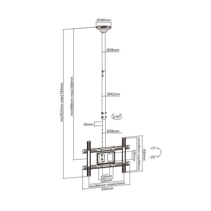 Uchwyt sufitowy do telewizora Maclean MC-803 (sufitowy; 23" - 100"; max. 50kg)