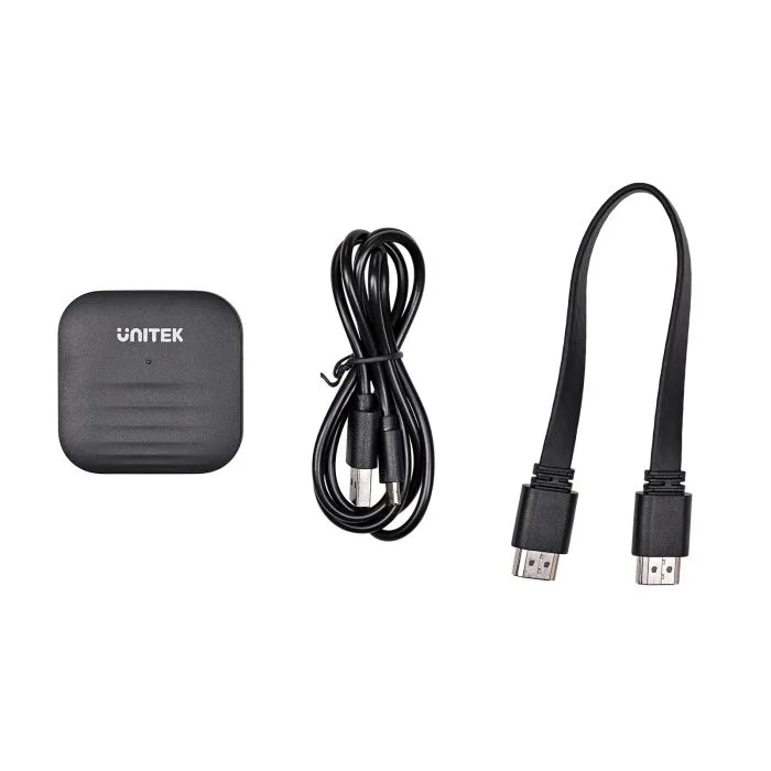 UNITEK BEZPRZEWODOWY NADAJNIK HDMI DO 50M, USB-C, CZARNY