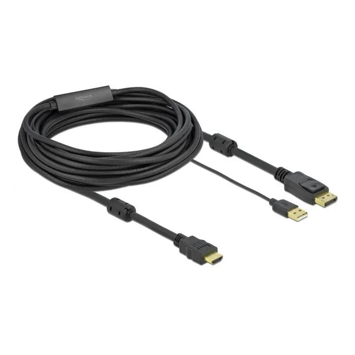 DELOCK KABEL HDMI -> DISPLAYPORT M/M 4K 7M ZASILANY USB CZARNY 85967