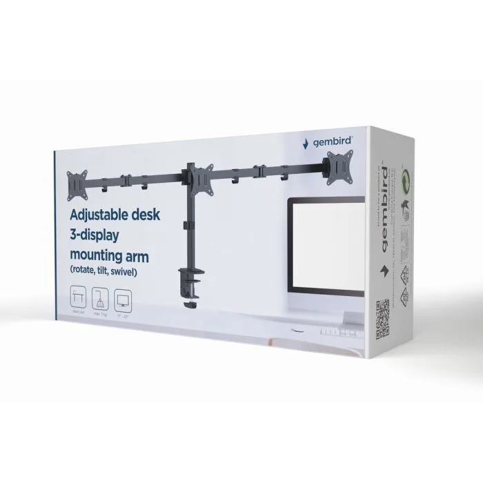 GEMBIRD BIURKOWE REGULOWANE RAMIĘ/UCHWYT NA 3 MONITORY 17-27, 100X100MM, DO 7KG
