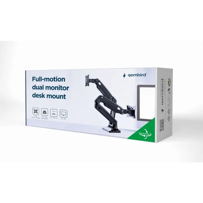 GEMBIRD BIURKOWE REGULOWANE RAMIĘ NA 2 MONITORY 17"-35" DO 10KG