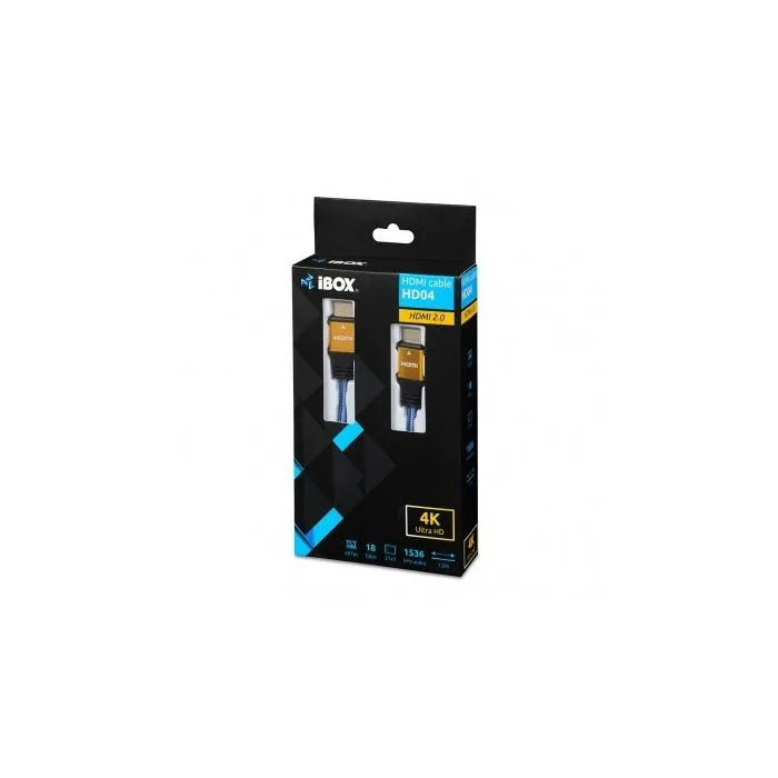 Kabel IBOX HD04 ULTRAHD 4K 1,5M V2.0 ITVFHD04 (HDMI M - HDMI M; 1,5m; kolor niebieski)