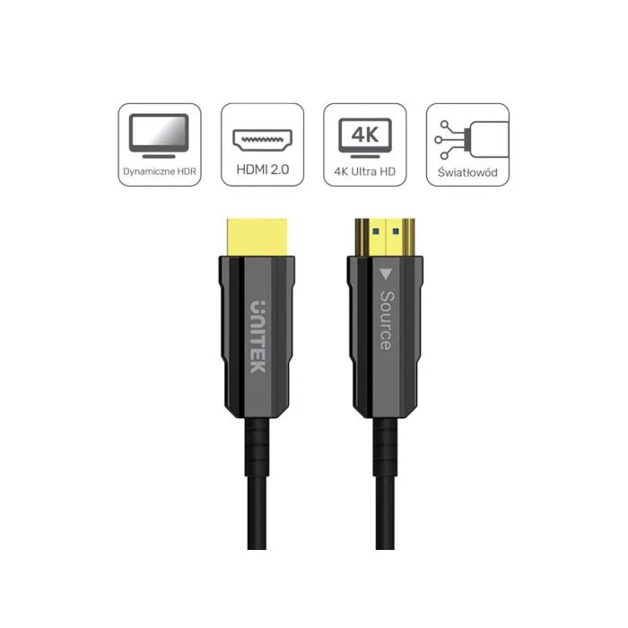 UNITEK KABEL OPTYCZNY HDMI 2.0 Active Optical Cable 4K 60HZ 20M