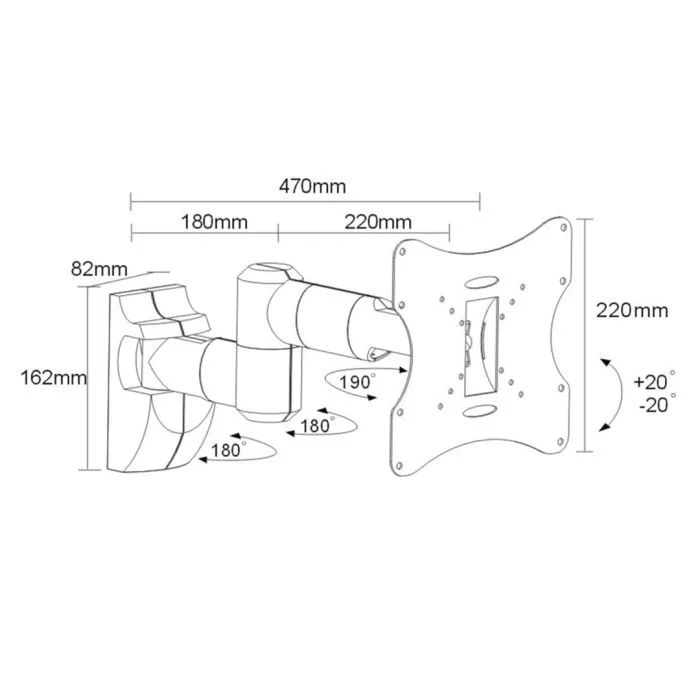 Uchwyt ścienny do monitora Maclean MC-503S (Obrotowy, ścienne, Uchylny; 23" - 42"; max. 30kg)