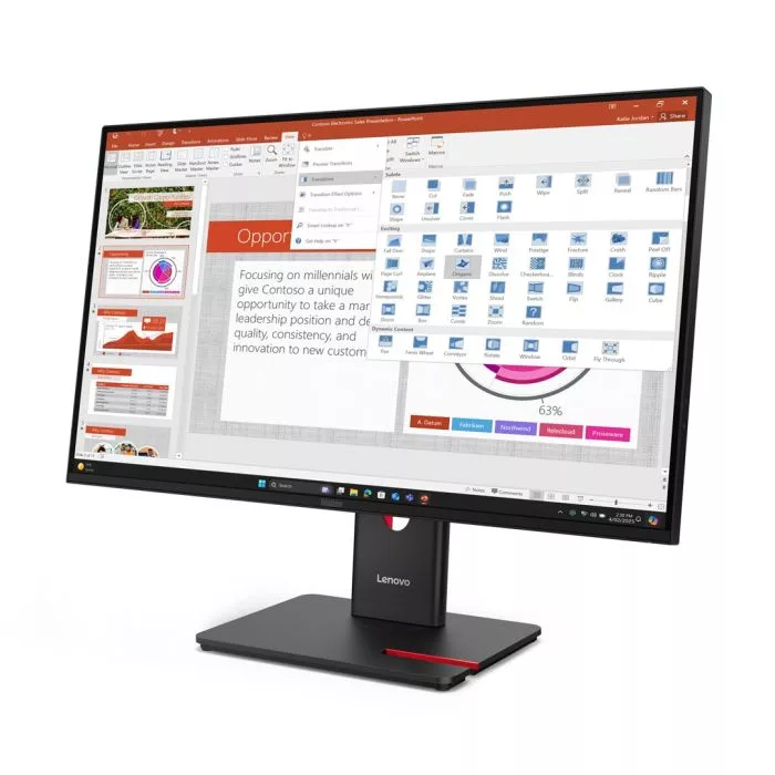 Lenovo ThinkVision T27-40 27" IPS FHD AG 4ms 300nits 120Hz HDMI, DP USB Webcam Eclipse Black