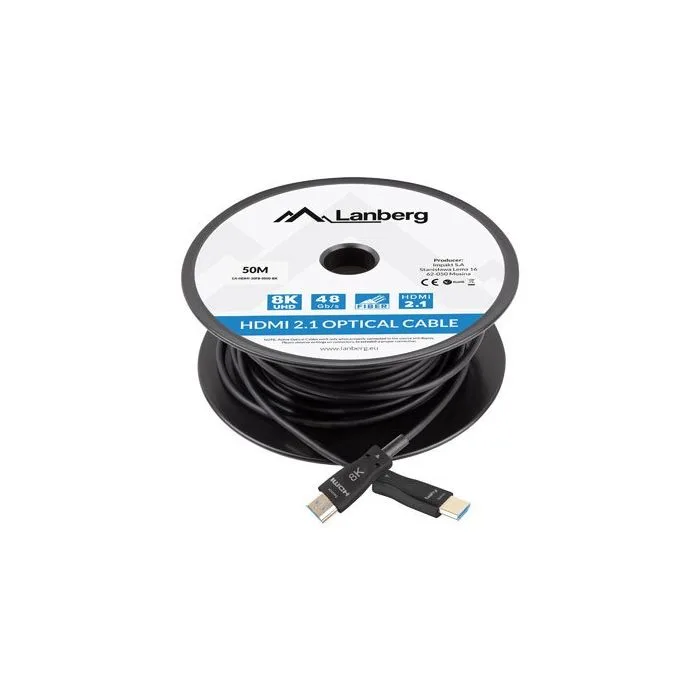 LANBERG KABEL HDMI M/M V2.1 50M 8K OPTYCZNY AOC CA-HDMI-30FB-0500-BK
