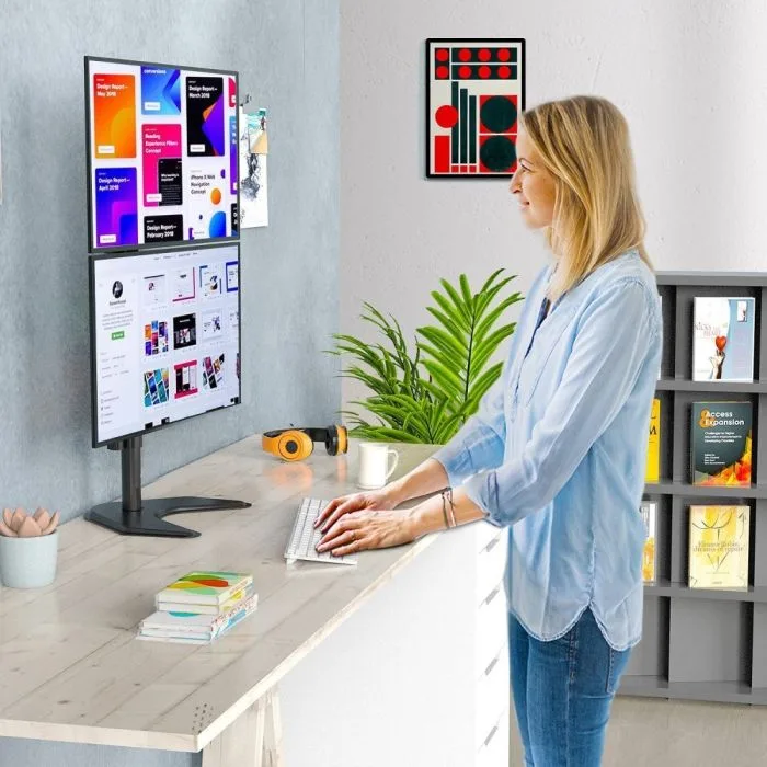 TECHLY PODSTAWA POD 2 MONITORY 13-27" LCD 10KG BIURKOWA PIONOWA