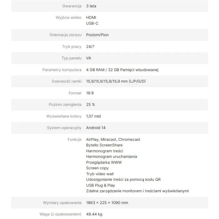 AVTEK MONITOR INFORMACYJNY DS2 75"