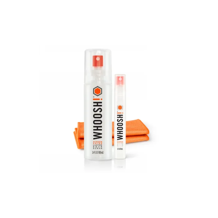 Whoosh Duo - spray do czyszczenia ekranów 100ml + spray 8ml + 2 ściereczki z microfibry
