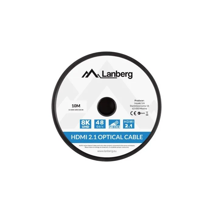 LANBERG KABEL HDMI LANBERG KABEL HDMI M/M V2.1 10M OPTYCZNY AOC CZARNY CA-HDMI-30FB-0100-BK