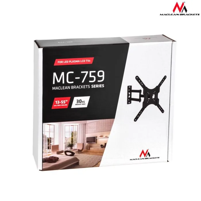 Uchwyt ścienny do telewizora Maclean MC-759 (ścienne; 13" - 55"; max. 30kg)