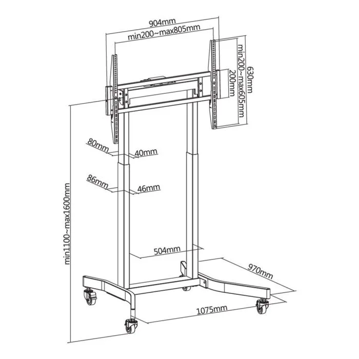 TECHLY STOJAK MOBILNY TV 55-100" DO 120KG ELEKTRYC