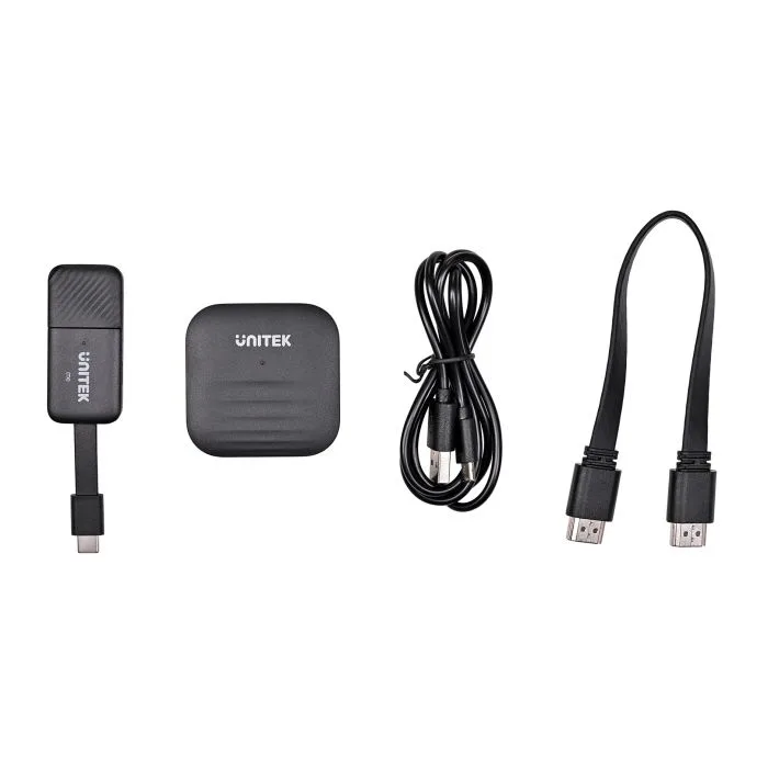 UNITEK BEZPRZEWODOWY NADAJNIK HDMI DO 50M, USB-C, CZARNY