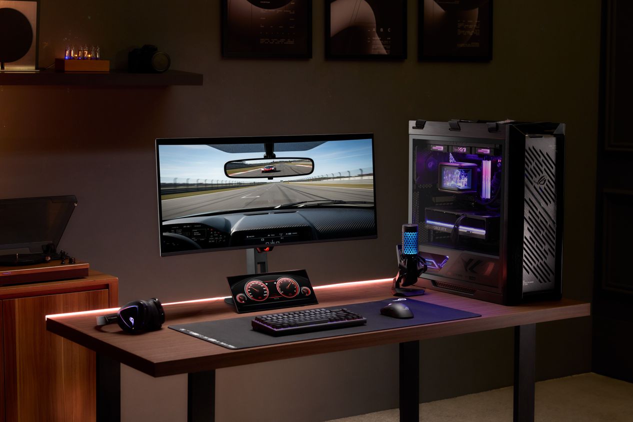 ROG XG34WCDMS ultrawide and XG129C secondary touchscreen