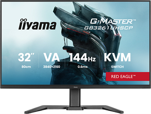 iiyama GB3261UHSCP-B1 Red Eagle z monitorem 4K i podstawą
