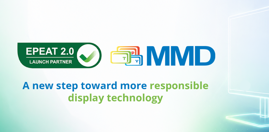 MMD press graphic announcing its EPEAT 2.0 launch partner status.