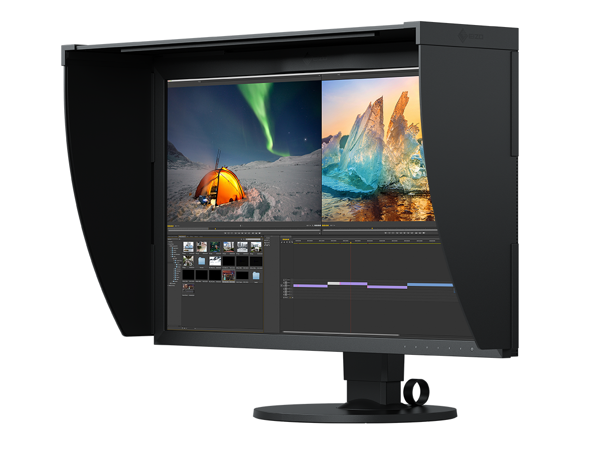 EIZO ColorEdge CG279X z kapturem osłaniającym górę i boki ekranu