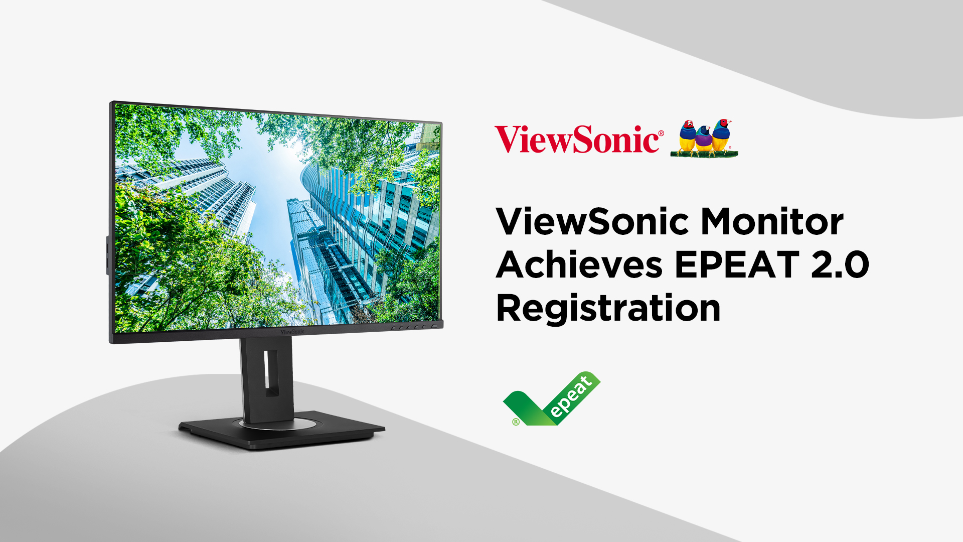 ViewSonic office monitor beside the original EPEAT 2.0 registration headline and logos