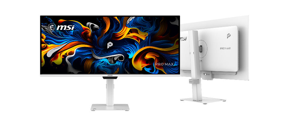 MSI PRO MAX display shown from the front and rear in the manufacturer’s COMPUTEX illustration.