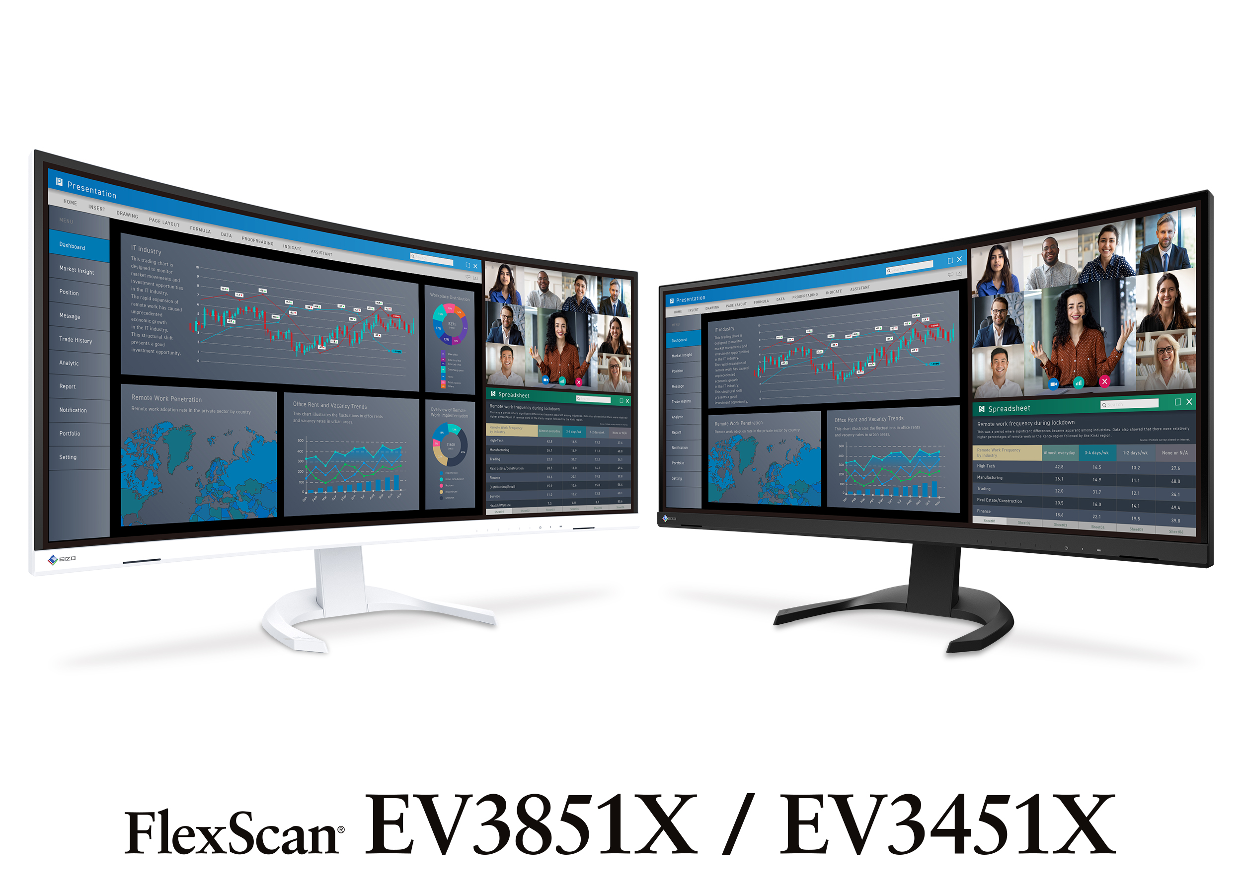 Zakrzywione monitory EIZO FlexScan EV3851X i EV3451X