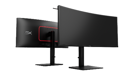 Original HP product render of the HyperX OMEN OLED 34 from the front and rear